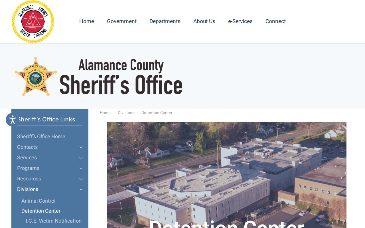 Alamance County arrest booking Detention Center information