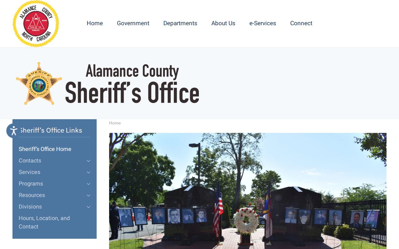 Alamance County sheriff criminal record service navigation