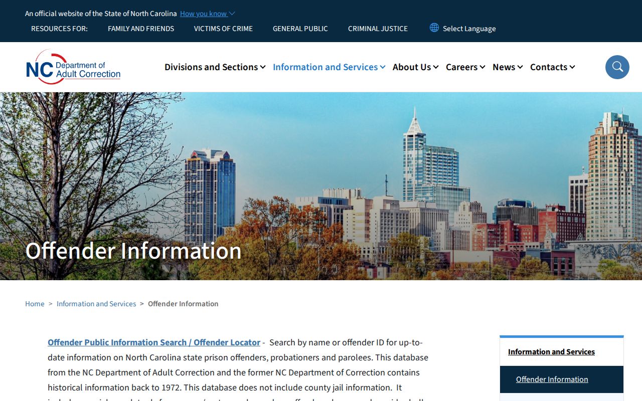 NCDAC custody and supervision searches for Alamance County records