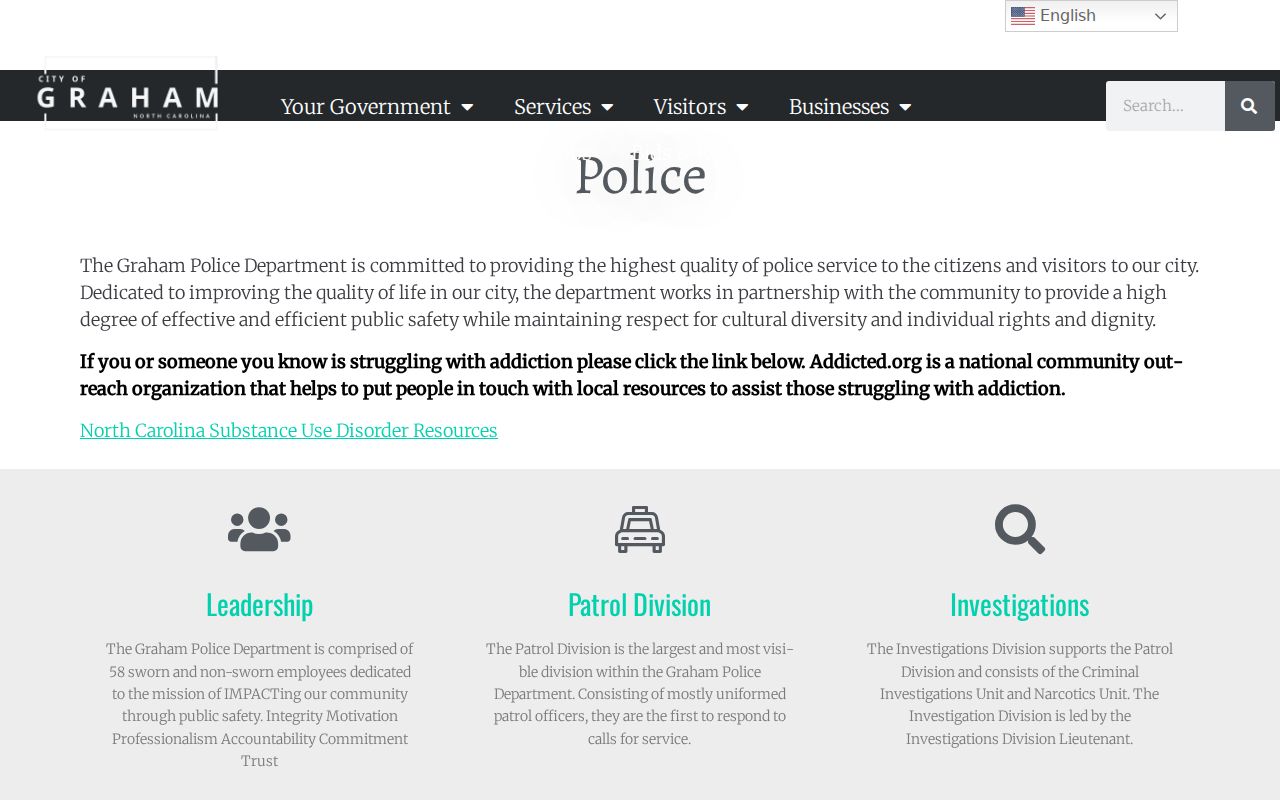 Graham criminal records on the official police department page